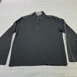 BOSS Hugo‎ Boss Sweater Mens Large Black Mock Neck 1/4 Snap Casual Comfort